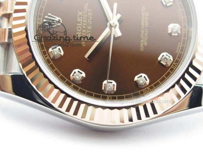 MiroTime 0313 Vibrant DateJust 41mm 126303 Noob 1:1 Best Edition RG Wrapped Brown Diam Dial Fluted Bezel On Jubilee Bracelet A 3781